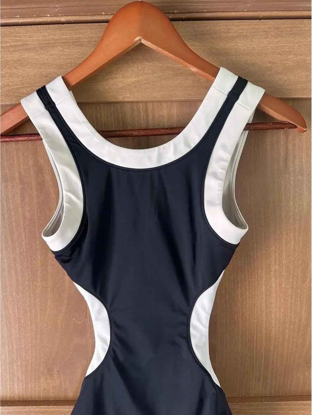 STAUD Dolce One Piece Swimsuit with Cutouts in Black/White Women’s XS - Picture 2 of 15